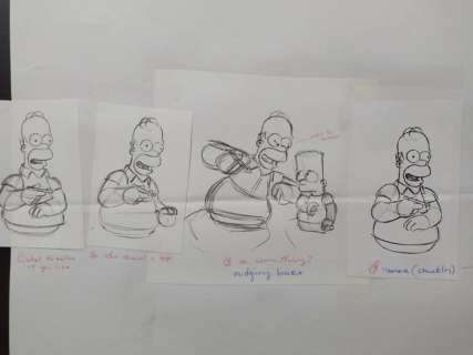 The Simpsons - Original drawing of Homer and Bart Simpson - sequence - Unique | Catawiki