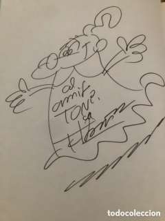 DIBUJO MORTADELO Y FIRMA ORIGINAL FRANCISCO IBAÑEZ COMIC MORTADELO Y FILEMON MAGOS DEL HUMOR Nº80