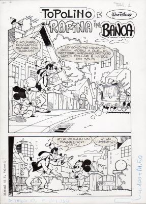 Franco Valussi | Topolino e la rapina in banca p.1 (Topomistery Clementoni, 1994) | Tavole Originali