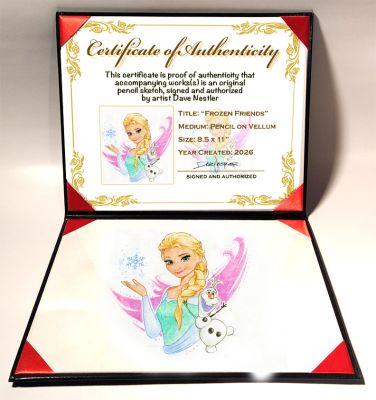 Dave Nestler - "Frozen Friends", original colored pencil sketch from Disney artist Dave Nestler