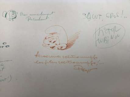 Collectif Planche A 5 avec Dédicaces Collectives : Peyo- Macherot-Hubinon- Attanasio-Francis | Catawiki