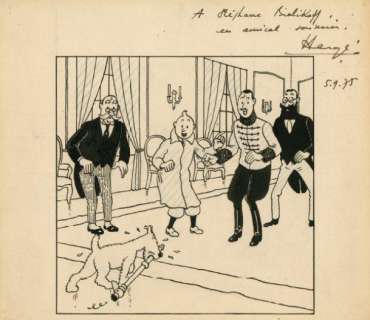 Herge - TINTIN Le Sceptre d‘Ottokar Encre de Chine et crayon bleu sur papier