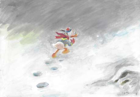 Donald Duck Winter Storm - Original Painting - Tony Fernandez - 50 x 35 cm | Catawiki