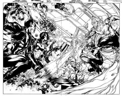 Arthur Thibert Matthew Clark - checkmate #13 cover and the outsiders #47 cover (2 connecting covers! )