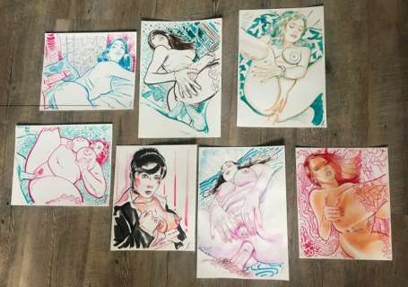 Salamanderlovers | Salamanderlovers - 7x Original colour drawing - Size (7x): 23,5 x 32,5 cm. - (2021) | Catawiki