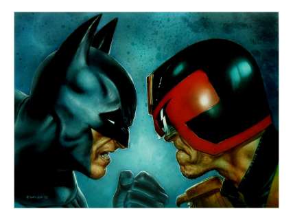 Greg Staples - batman vs. Judge dredd painting