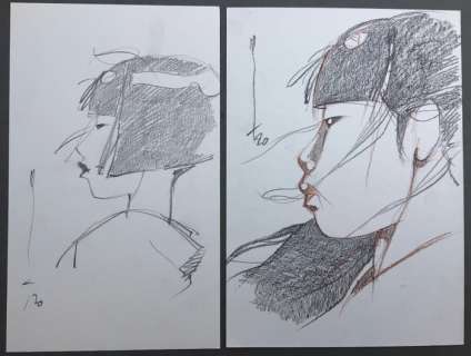 Michetz, Marc | Michetz, Marc - 2x Dessin original couleur - Geisha | Catawiki