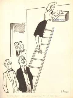 Bo Brown - secretary up a ladder gag - 1957 humorama