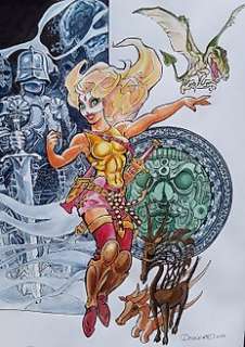 Danard, Jean-Pierre | Danard, Jean-Pierre - Dessin original couleur - Marlysa et Dimorphodon - (2021) | Catawiki