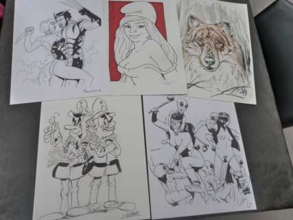 Padovani, D’auwe, Waldo, Schokaert En de Vuyst | D’Auwe, De Vuyst, Schokaert, Waldo, Mauro Padovani - 5 Originele tekeningen - Formaat (5x): 29,7 x 42 cm. - Gesigneerd | Catawiki