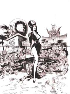 Jason Moore - elvira quarantine one shot comic 2pc cover - dynamite - blue line ink art only of dave acosta pencils - 2020 signed