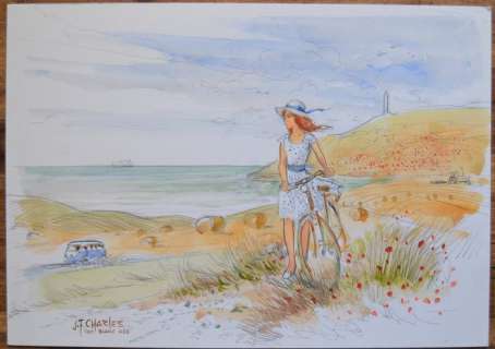 Charles, Jean-François | Charles, Jean-François - Crayonné original couleur - Cap Blanc Nez | Catawiki