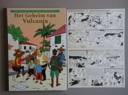 De Moor, Bob | Original page + album  - Nonkel Zigomar, Snoe en Snolleke  - Het geheim van Vulcania  - Large-format hc with cloth spine  - (1997) | Catawiki
