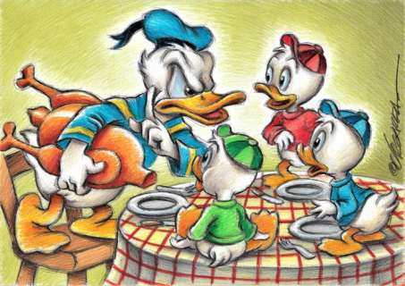 Joan Vizcarra | Donald Duck & His Nephews - Lunch Time - Original Drawing - Joan Vizcarra | Catawiki
