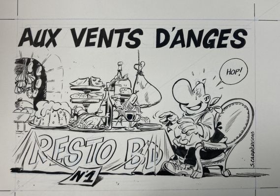 DESSIN ORIGINAL DE SERGE CARRERE POUR ACHILLE TALON : ILLUSTRATION ENCRÉE AUX VENTS D’ANGES | Pulp’s