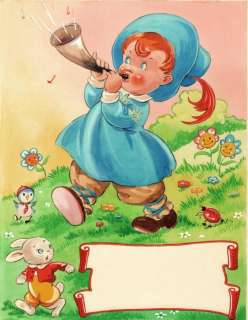 Reece, Dorothy | Dorothee Reece - Originele illustratie in gemengde techniek ( aquarel en gouache ) op board ( 38,3 x 30,8 cm.) - Originele illustratie - ’Mary & her Lamb ’ - pag. 11 - (1950/1955) | Catawiki