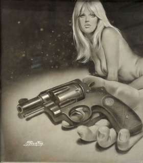 Gourdon, Michel (1925-2011) | GOURDON, Michel Gouache de la couverture du roman policier Â« l’otage&h | Estim Nation