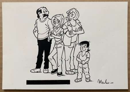 Merho | Merho - Originele tekening in inkt - Familie Kiekeboe | Catawiki