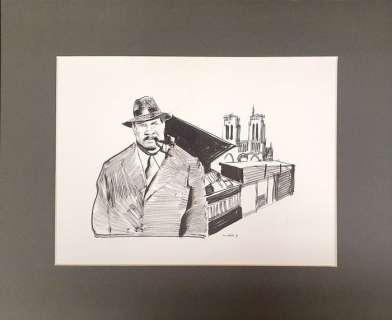 Ferenc Pinter | Ferenc Pinter - Maigret sul Lungo Senna Original sketch signed - Page volante | Catawiki