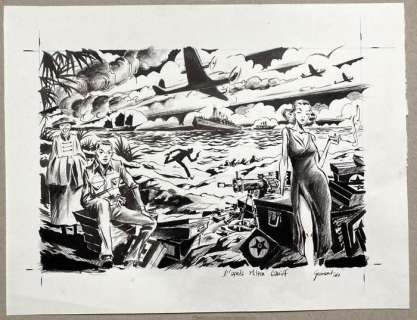 Pierre-Henry Gomont | Gomont, Pierre-Henry - Dessin original - Hommage Ã  Milton Caniff / Terry and the pirates (2021) | Catawiki