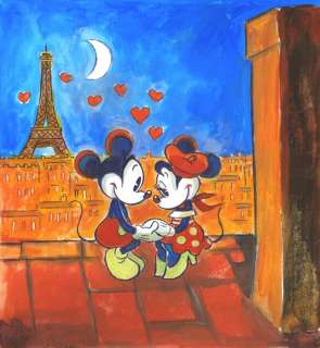 Tony Fernandez, Disney Artist | Mickey & Minnie in "A Lovely Night in Paris" - Original Painting - Tony Fernandez Signed - Acrylic Art | Catawiki
