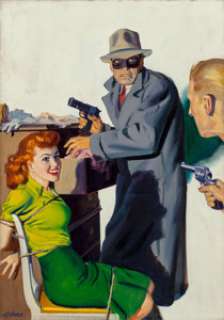 Hugh Joseph Ward (American, 1909-1945)
 Somebody Stole My Gal, Private Detective pulp magazine cover, April 1944
 Oil on... | Heritage