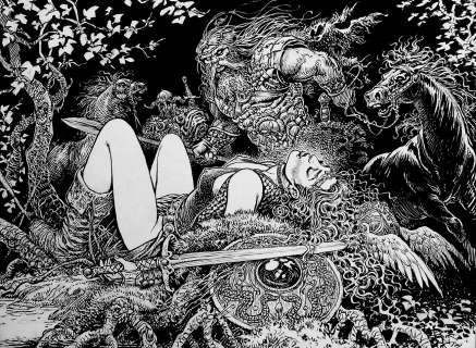 Mohamed Aouamri - saga valta double page spread illustration