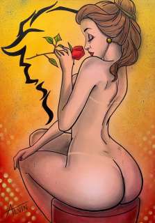 Alvin Silvrants | Naked Rose Belle and her Beast - Original drawing in colour by Alvin Silvrants | Catawiki