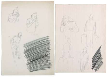 Hergé | Dessin original Tintin au pays de l’or noir et Objectif Lune: Mine | Millon