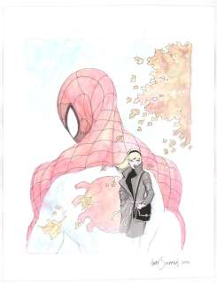 Gary Shipman - spider-man and gwen stacy painted art commission - 2016 signed