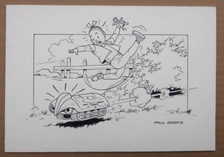 Paul Geerts | Suske en Wiske - Originele tekening - "Het dreigende dinges" - Page volante | Catawiki