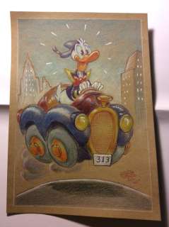 Alessandro Gottardo | Donald Duck - Original Artwork - Pastelli, inchiostri e biro su cartoncino - â€œCorsa pazza in allegrezzaâ€ - Exemplaire unique - (2020/2020) | Catawiki