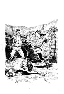 Roberto Diso | Mister No n. 316 - Roberto Diso - Original Cover "I dannati della miniera" - Page volante - Exemplaire unique - (2001) | Catawiki