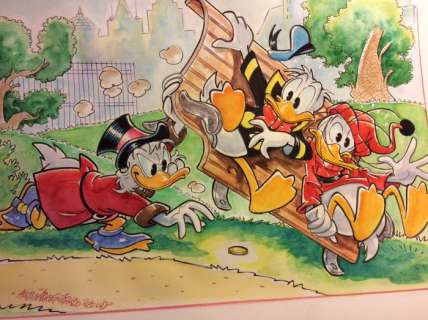 Alessandro Gottardo | Donald Duck - â€œMoneta sotto panchinaâ€ - Page volante - Exemplaire unique - (2020/2020) | Catawiki