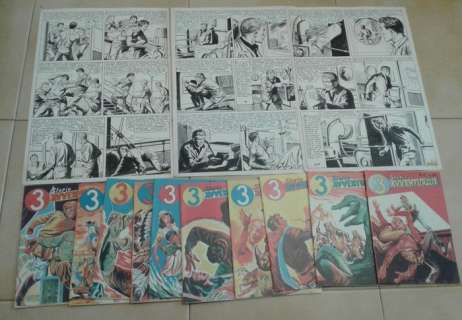 Sergio Tarquinio | S. Tarquinio 20-21-22- - 3x tavole originali in sequenza di" 3 Storie Avventurose" + serie completa 1/10 - Page volante - EO | Catawiki