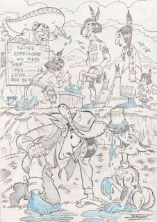 Jordan, Julian | Jordan, Julian - Original drawing - Lucky Luke - Pieds Bleus | Catawiki