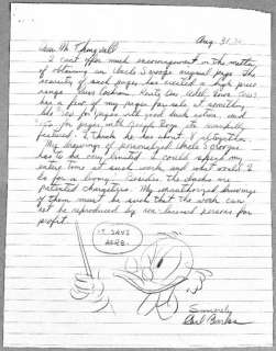 Barks, Carl  (1901-2000) | BARKS, Carl   BARKS, Carl  Correspondance avec un dessin original&hell | Estim Nation