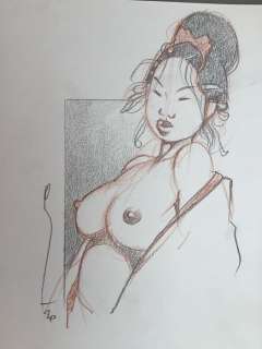 Michetz, Marc | Michetz, Marc - Dessin original couleur - Geisha - (2020) | Catawiki