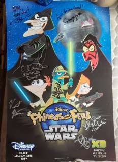 Disney | Poster - Signed by 7 authors and voice actors - Disney’s Phineas and Ferb Star Wars - Page volante - Exemplaire unique - (2014) | Catawiki