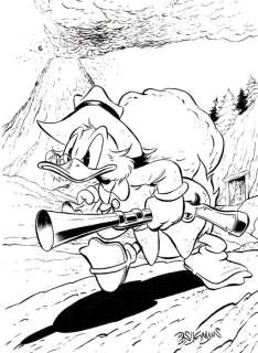Bas Heymans | Bas Heymans - Dagobert Duck met vulkaan - Originele tekening door Bas Heymans | Catawiki