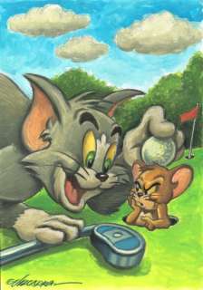 Joan Vizcarra | Tom & Jerry at Golf - Original painting by Joan Vizcarra - Acrylic Art - Original Artwork | Catawiki