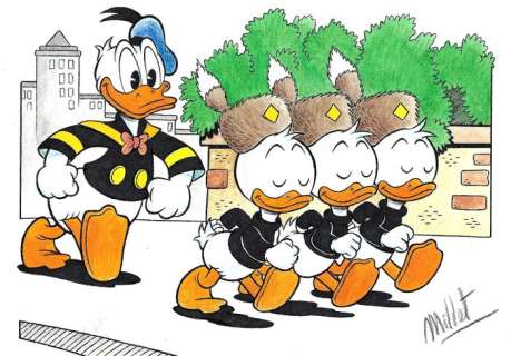 Millet | The Junior Woodchucks March - Signed Original Drawing by Millet | Catawiki