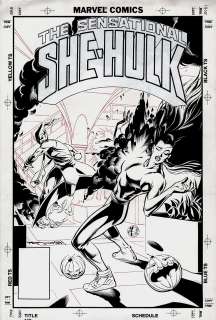 Adam  Hughes Brian Stelfreeze - The sensational she-hulk #53 rejected cover (1993)