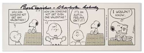 Original Charles Schulz Hand-Drawn ’’Peanuts’’ Comic Strip -- With Charming Valentine’s Day Content | Nate Sanders