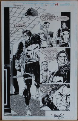 Tom LYLE - Tavola originale per Punisher #7. Cm.28 x 43,5. Marvel Comics, 1996. Inks by Mike Sellers.