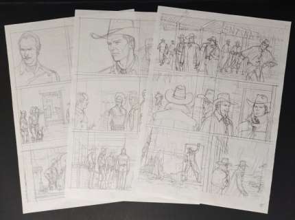 Dante Spada | Tex # 563 - Dante Spada - 3x disegni/studi preparatori per le tavole di "Spedizione in Messico" - Page volante - Exemplaire unique - (2007) | Catawiki