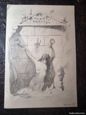 ILUSTRACIÓN DIBUJO A LÁPIZ. Boceto Trabajo. Cómic pulp horror erótico. Escuela Valenciana Años 60/70 | todocoleccion (Buy It Now)