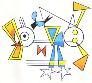 Tony Fernandez | Donald Duck Inspired By Wassily Kandinsky Art - Original Painting - Tony Fernandez Signed - Original Watercolor Art - 48 x 32 cm - No reserve price! | Catawiki