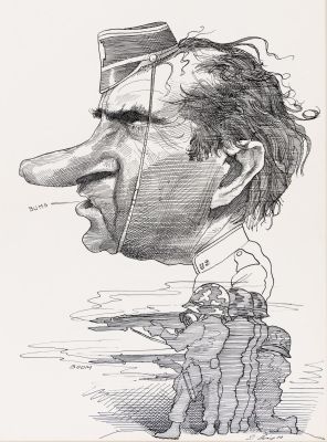 David Levine, (1926-2009), Portrait of Richard Nixon, 1970. | Swann Galleries