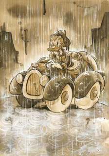 Guti, Coffee Artist | Donald Duck - Two Million Raindrops! - Original Coffee Painting - 41 x 30 cm - Guti Signed - Coffee Art - Original Artwork | Catawiki